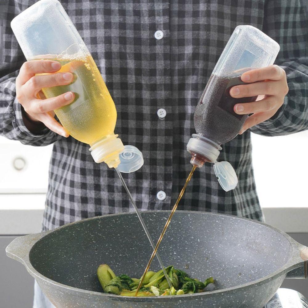 300/500ML Oil Bottle Simple Oil Pot Flavor Full Empty Bottle Kitchen Squeeze Seasoning Bottle Oil Control Squeeze Bottle