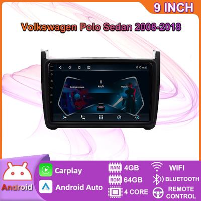 Για Volkswagen Polo Sedan 2008-2018 Carplay Android Ραδιόφωνο αυτοκινήτου Πλοήγηση GPS 2din 4+64GB