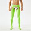 Sexy Men Candy Color Shiny Pencil Pants Sheer See Through Sexy Tight Smooth Elastic Fitness Hollow Out Gym Pants Open Crotch