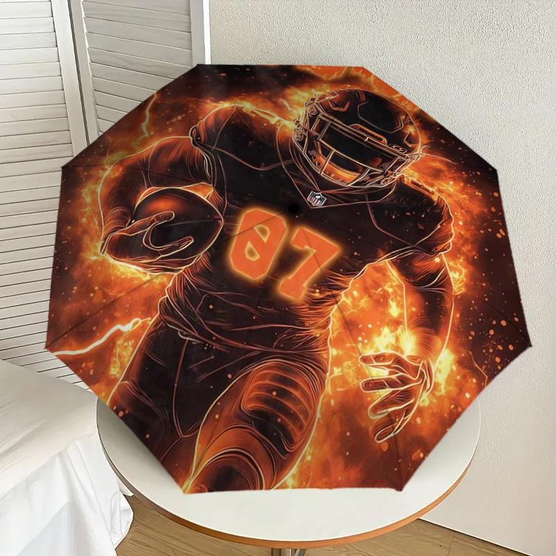 

1pc Football Player in Flames Umbrella with Plastic Handle,Suitable for All Seasons Home Travel Outdoor UmbrellaDD459