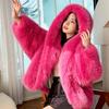Abrigo con Capucha de Piel Sintética para Mujer 2025 Invierno Grueso Cálido Ropa de Abrigo Estilo Chic Urbano