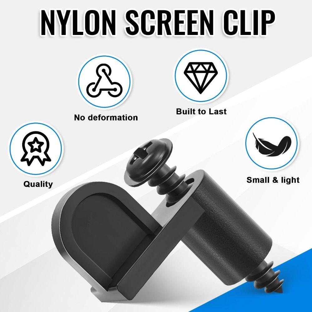 24pcs with Screws Window Screen Clips Weather Resistant Offset Design Screen Door Clips Universal Storm Window Clips nero