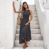 Women's Fashion Summer Spring Polka Dot Print Sleeveless O-Neck High Waist Casual Dresses