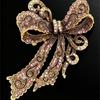 Baroque Luxury Rhinestone Bow Design Brooch Party Favors Jewelry Suit Coat Skirt Decoration Gift