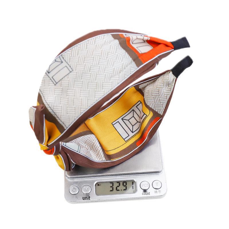 Korean Geometric Art Print Wide Hairband with Bowknot