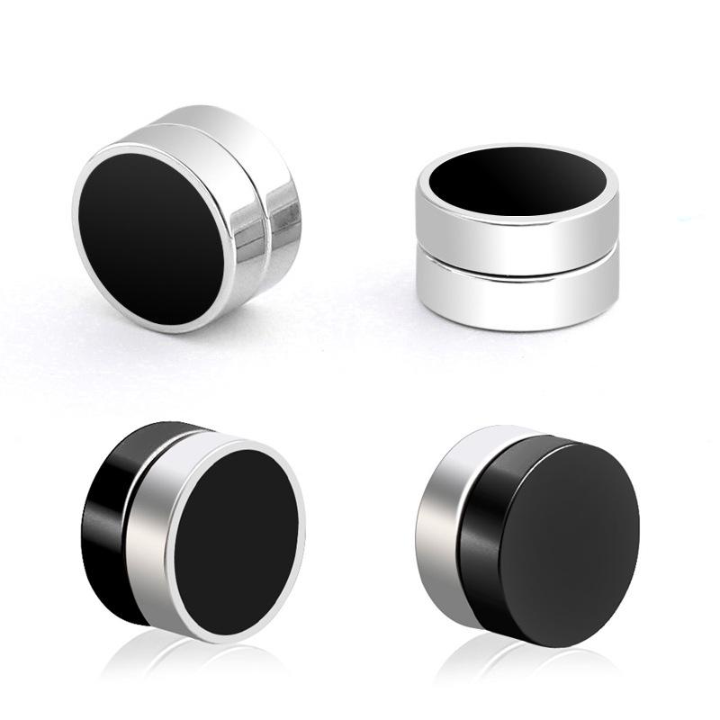

Titanium Steel Magnetic Ear Clip Earrings (Black) - Trendy No-Piercing Round Disc for Men and Women Black 6mm (Double-sided Drip Glue Ear Clip)