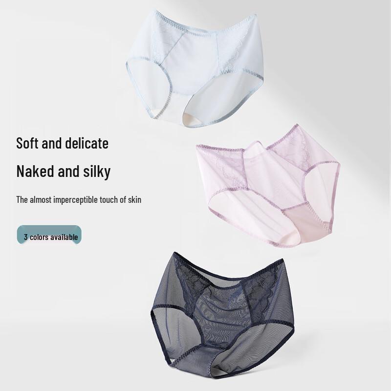 Oudifen Women's Lace Mesh Mid-Waist Briefs XP4504