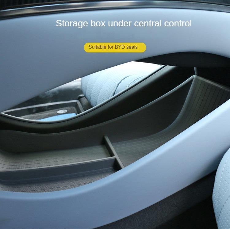 Automotive Center Console Lower Organizer Tray TPE Armrest Insert Storage Box for Byd Seal Accessories High Quality 41x21.7x9.6