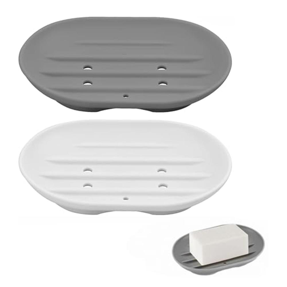 Self-Draining Silicone Soap Dish Set - Anti-Slip Design For Shower & Kitchen High Quality Silicone Self Draining Soap Dishes