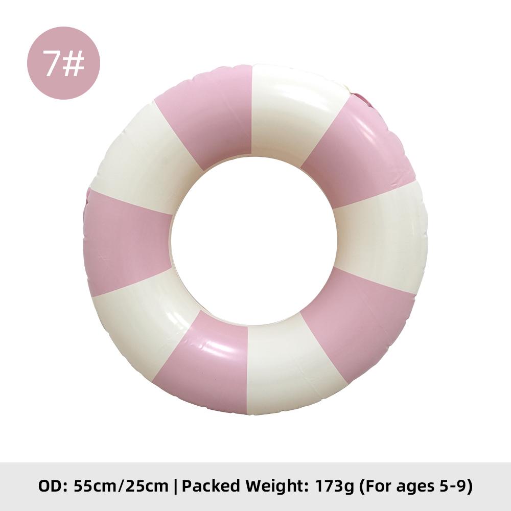 Summer Multicolor Striped Inflatable Swim Ring Thick PVC Leakproof Portable Foldable Pool Float Swimming Circle for Adults Kids