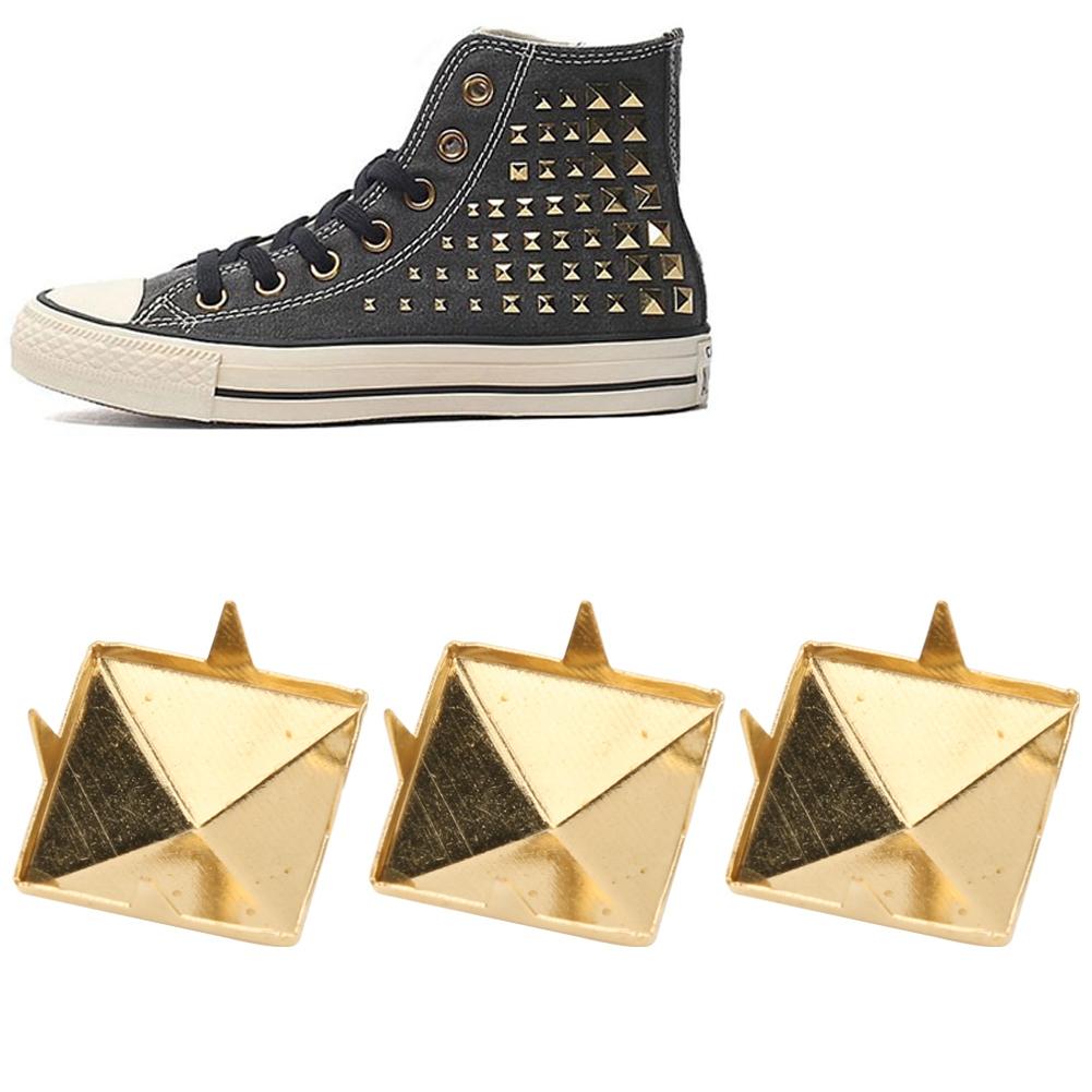 100pcs Square Pyramid Punk Rivets 4 Claw Metal Studs for Bracelets Clothing Shoes Handbag