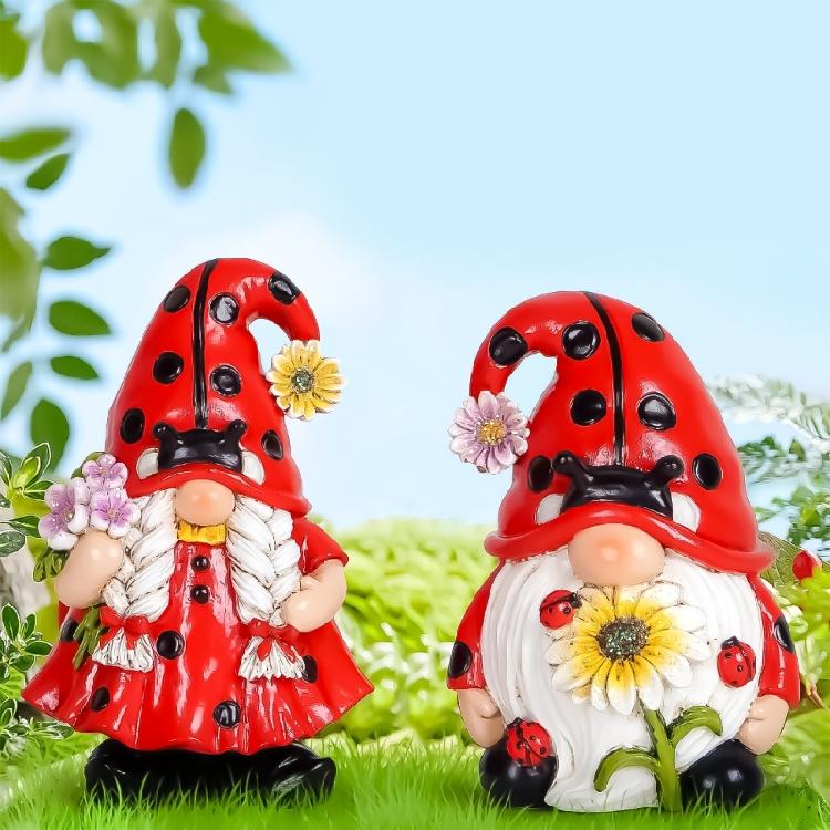 Spring Ladybugs Gnome Scandinavians Tomtes Nisse Swedish Dwarfs for Garden Shelf