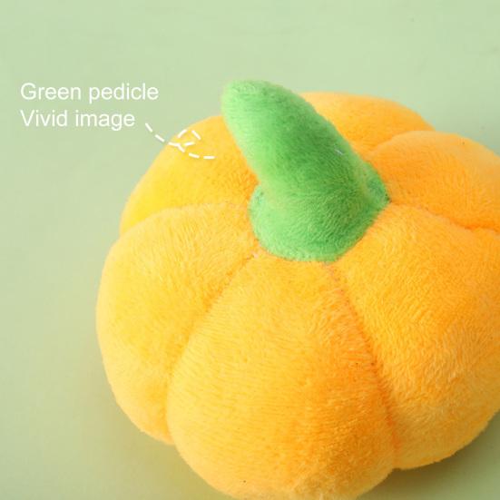 Puppy Squeaky Toy Pet Pumpkin Shape Plush Chew Toys Dog Interactive Reduces Boredom Squeaky Toy for Small Doggy