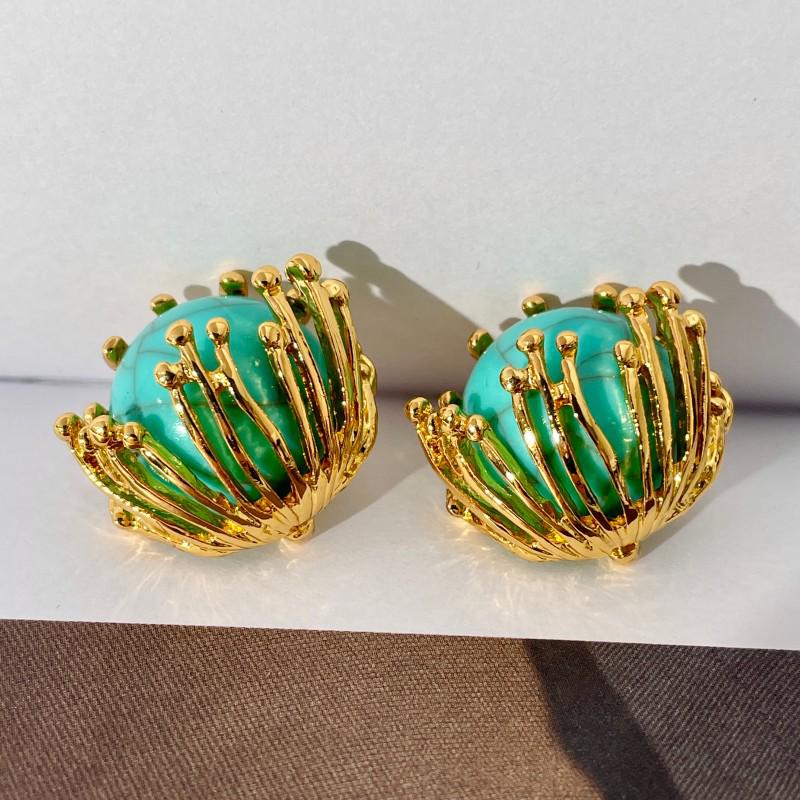 Vintage Blue Glass Bow Earrings - Retro Design Ornament