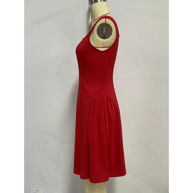 Solid-colored Slim-fitting Dresses Backless Sleeveless Camisole Women's Dresses