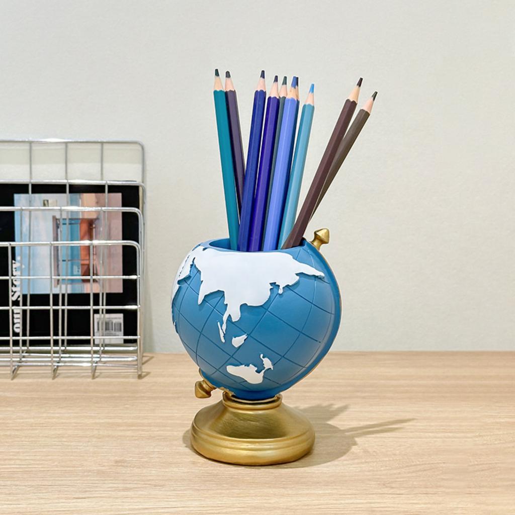 Pen Holder with Rotating World - Creative Desk , Stylish Home Decor, Perfect for Pens and Supplies