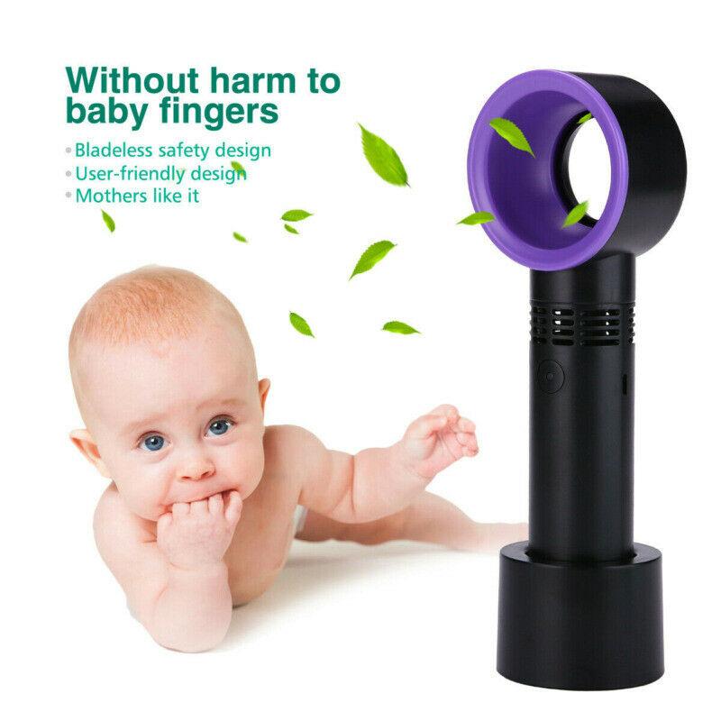 Nou ventilator portabil de vară fără lame Mini răcitor fără frunze Ventilator la îndemână cu 3 viteze Ventilator de răcire reîncărcabil prin USB pentru călătorii în aer liber, birou