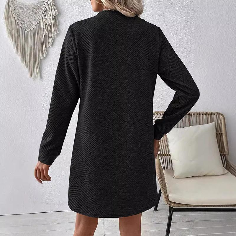 Women S Casual Long Sleeve Round Neck Simple Versatile Dress