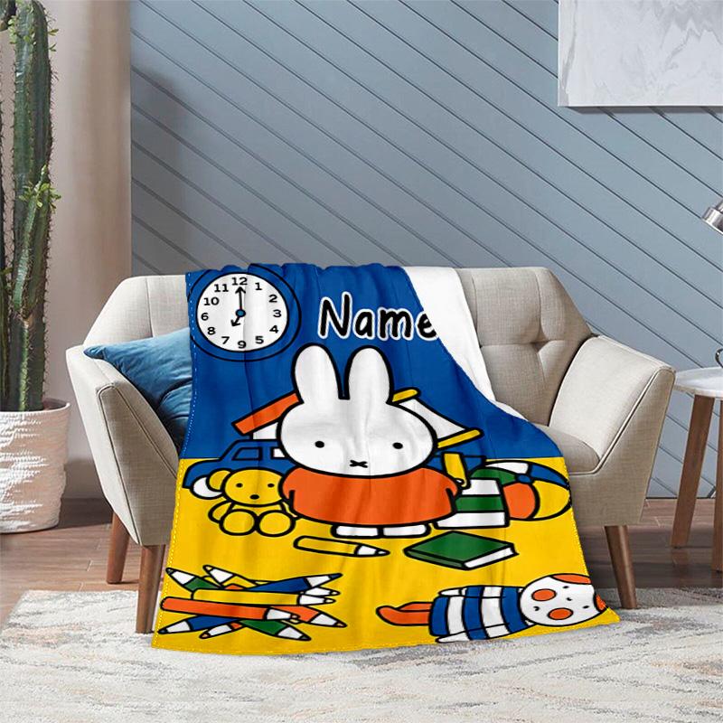 Custom Name Miffy Rabbit Strawberry Blanket Suitable All Seasons Soft Comfortable Sofa Office Home Blanket Suitable For All Seasons Home Decor
