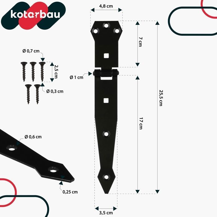 Balamale de ușă - KOTARBAU - 200 mm - Oțel inoxidabil - Termolacuite - Negre