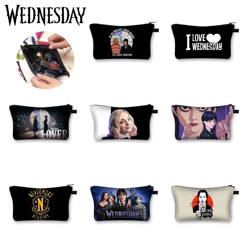 Wednesday The Adams Family Zipper Hand Bag Large Capacity Cosmetic Storage Bag