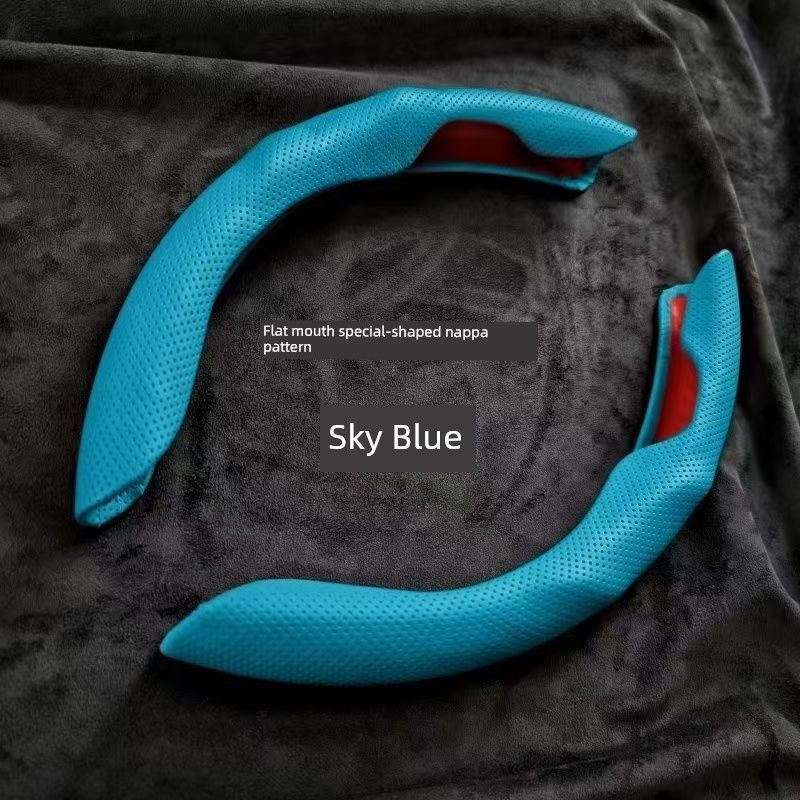 New Car Steering Wheel Cover, Four-Season Anti-Slip, High-End, Lightweight, Durable, Breathable, Nappa Leather, Suede Handlebar Cover