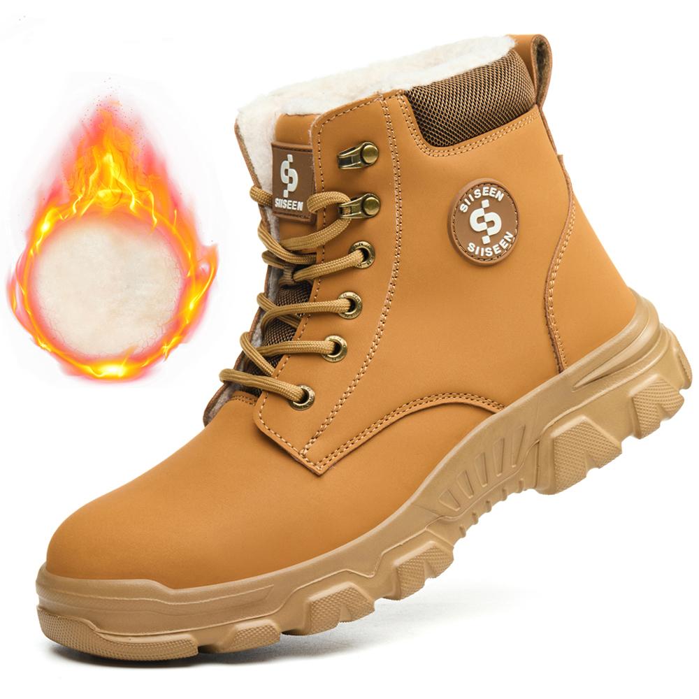 Große Größe 50 Herren Winterstiefel Stahlkappenschuhe Sicherheitsstiefel Schutzschuhe Arbeitsschuhe Unzerstörbare Schuhe Durchstichsicher