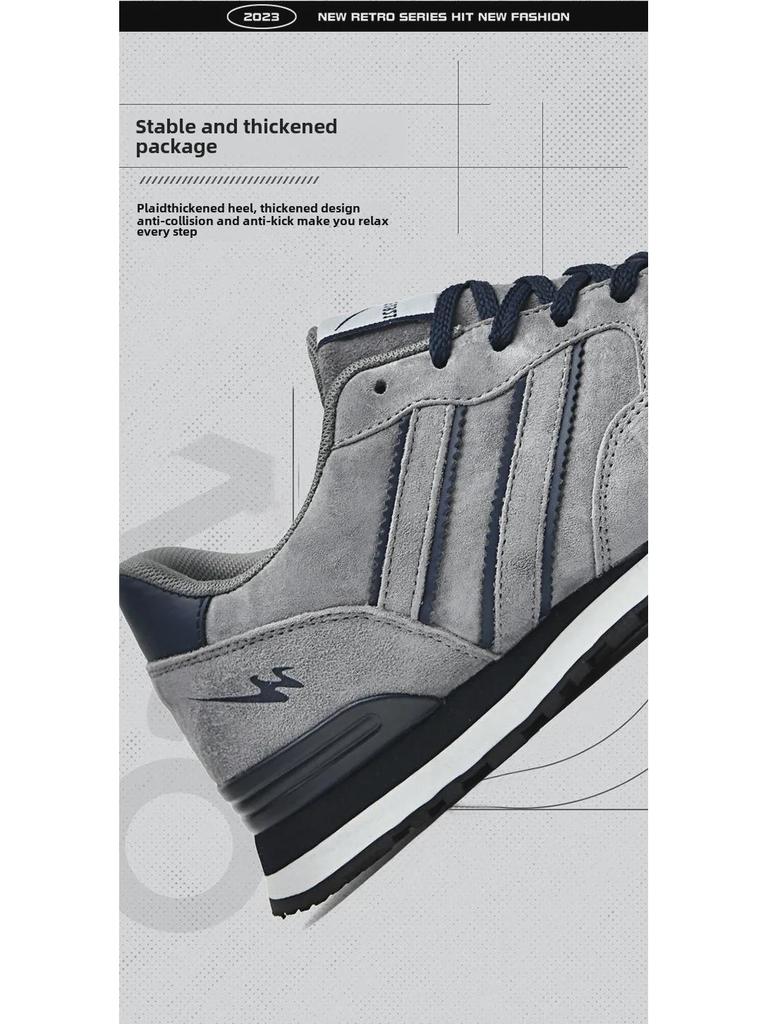 Double Star Men's Genuine Leather Non-Slip Running Shoes with Shock Absorption and Soft Sole