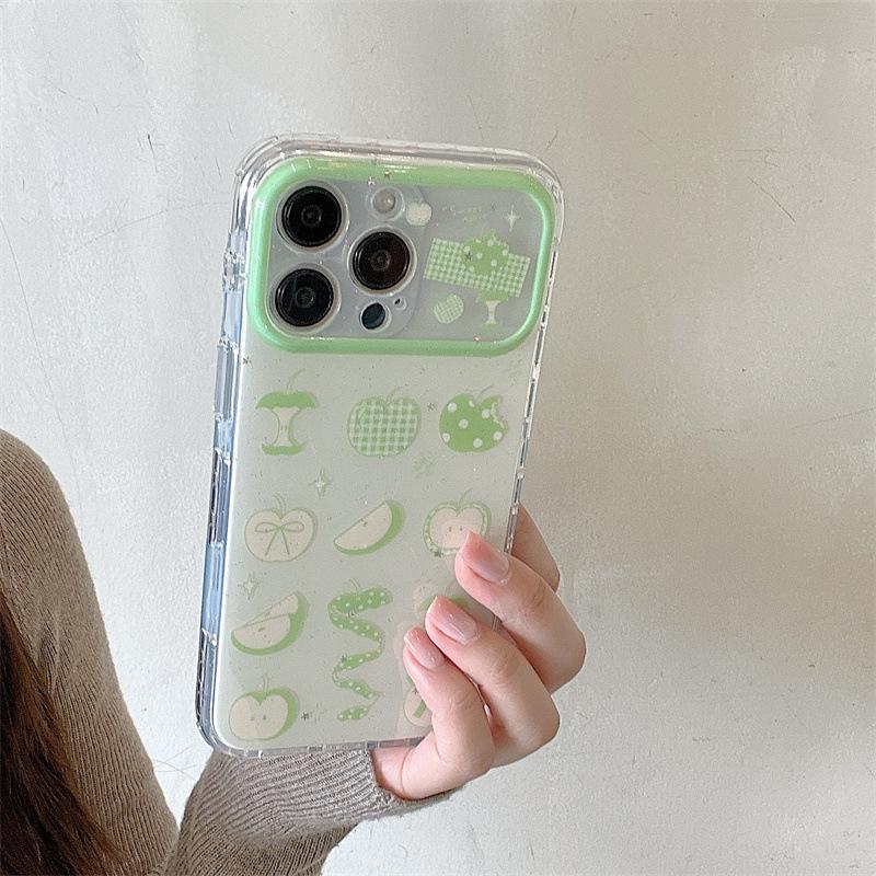 Green Apple Pendant for iPhone 17, 16 Pro Max, 15, 14 Phone Case - Fresh & Sparkly