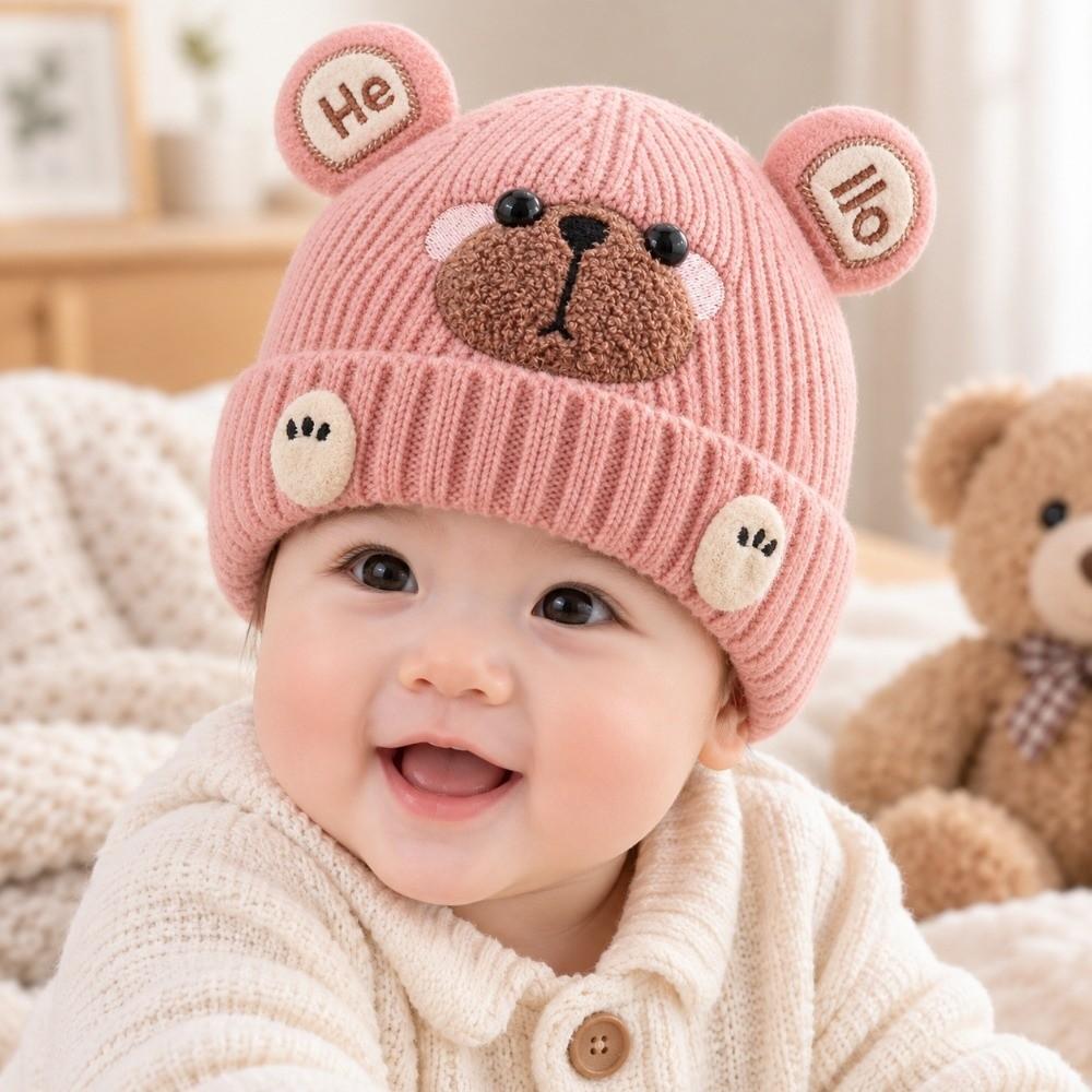 Wind Proof Baby Hat Soft Knit Pullover Hat Cute Toddler Cap Daily