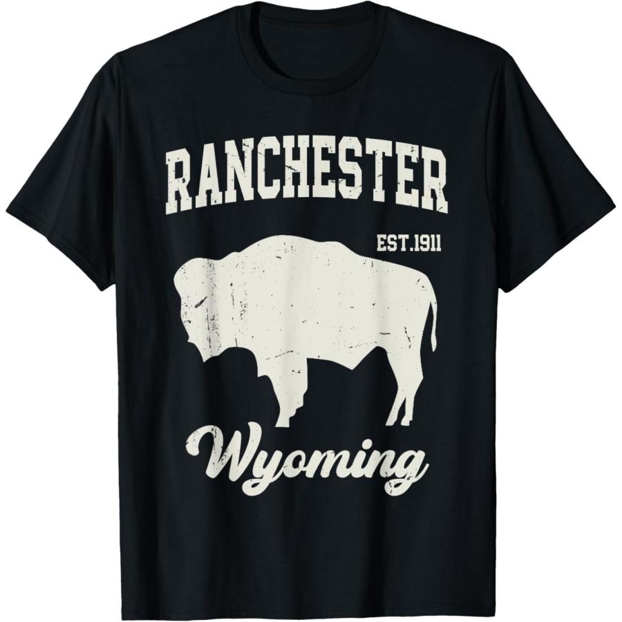 

Vintage Ranchester Wyoming Mountains Bison Western T-Shirt XXXXXL чёрный