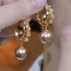 Fashionable Champagne Color Pearl Earrings for Women, Exquisite and Versatile, High-end, Light Luxury Earrings,