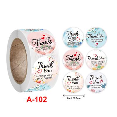 Ungefähr 500 Stück florale Dankeschön-Aufkleber, 2,5 cm, rund, Siegeletikett, handgefertigt, für Scrapbooking, Umschläge, Schreibwaren