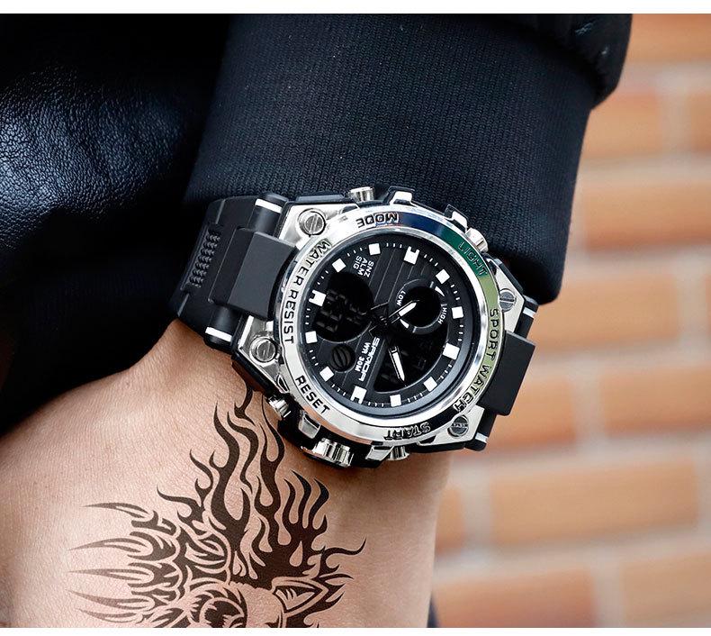 Sanda Men's Multifunctional Dual Display Luminous Waterproof Sports Watch for Teens