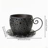 Metal Planter with Saucer Wrought Iron Look Decorative Flower Pot Vintage Style for Gardeners,