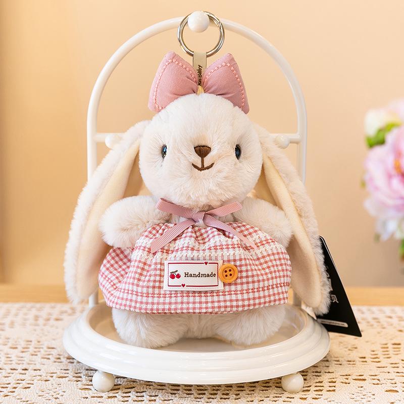 Plaid Skirt Lily Rabbit Doll: Cute Pendant Plush Toy & Girl's Bag Charm