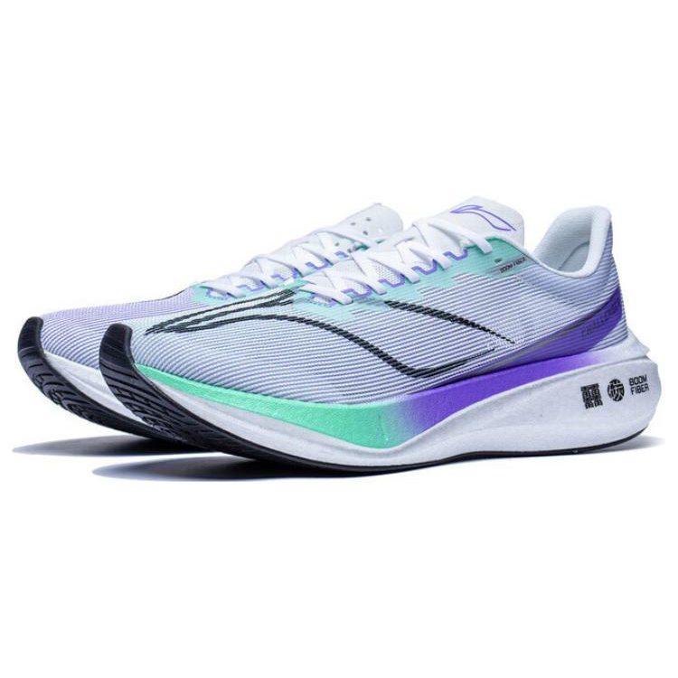 Li Ning Feidian 3 Challenger Cushioning Slip Resistant Low Top Marathon Training Sprint Running Shoes Men's Gray Purple ARMT037-9