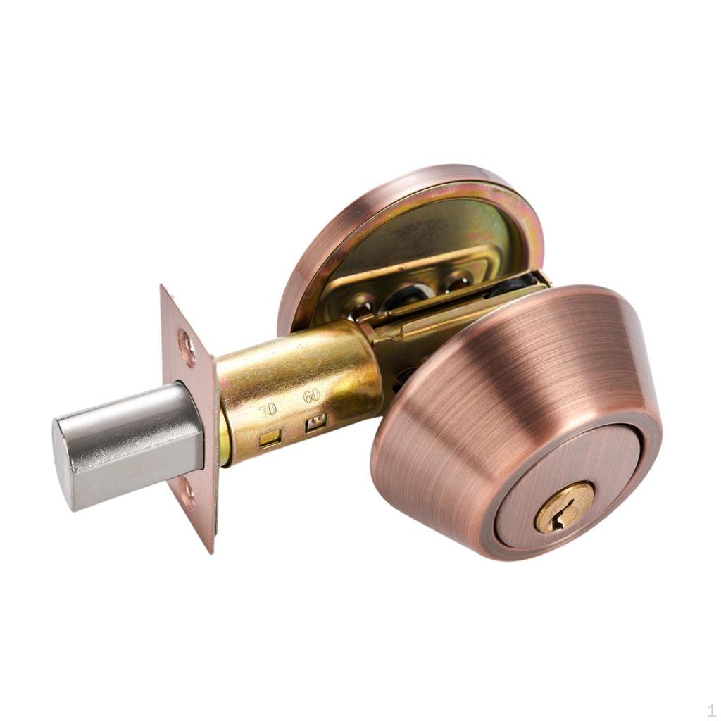 Dead Bolt Door Lock Round Knob Interior Exterior Stainless Steel Single Cylinder with Keys for