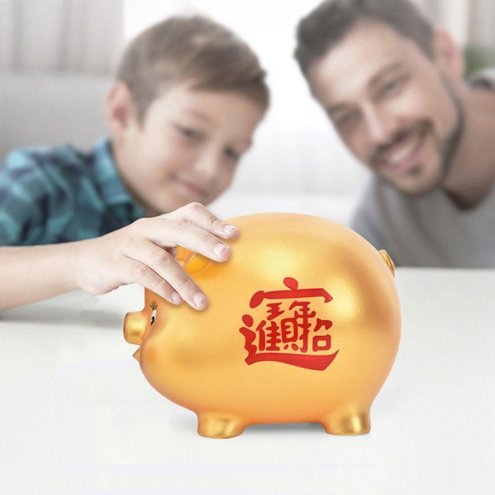 Zodiac Horse Cartoon Piggy Bank Gold Red Coin Saving Box Practical Pig Coin Jar Festive Occasions