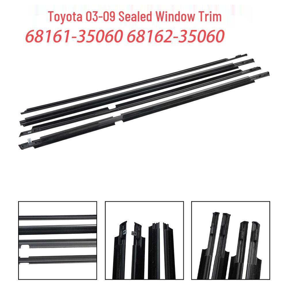4-Piece Sealed Window Trim for Toyota 4Runner (2003-2009) Models, Part Numbers: 68161-35060, 68162.