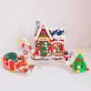 1 Set of Christmas House Model Building Blocks DIY Santa Sleigh Puzzle Assembly Bricks Kids Toys Holiday Gifts Home Decoration