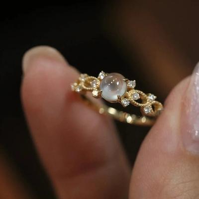Trendy Imitation Opal Rings Series for Women Exquisite Hollow Gold Color Finger Rings Wedding Party Aesthetic Jewelry Hot
