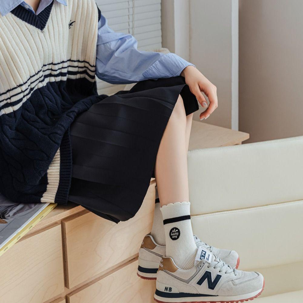 

Harajuku Mixed-Color Socks Korean Style Middle Tube Socks Breathable Patchwork Color Socks Female