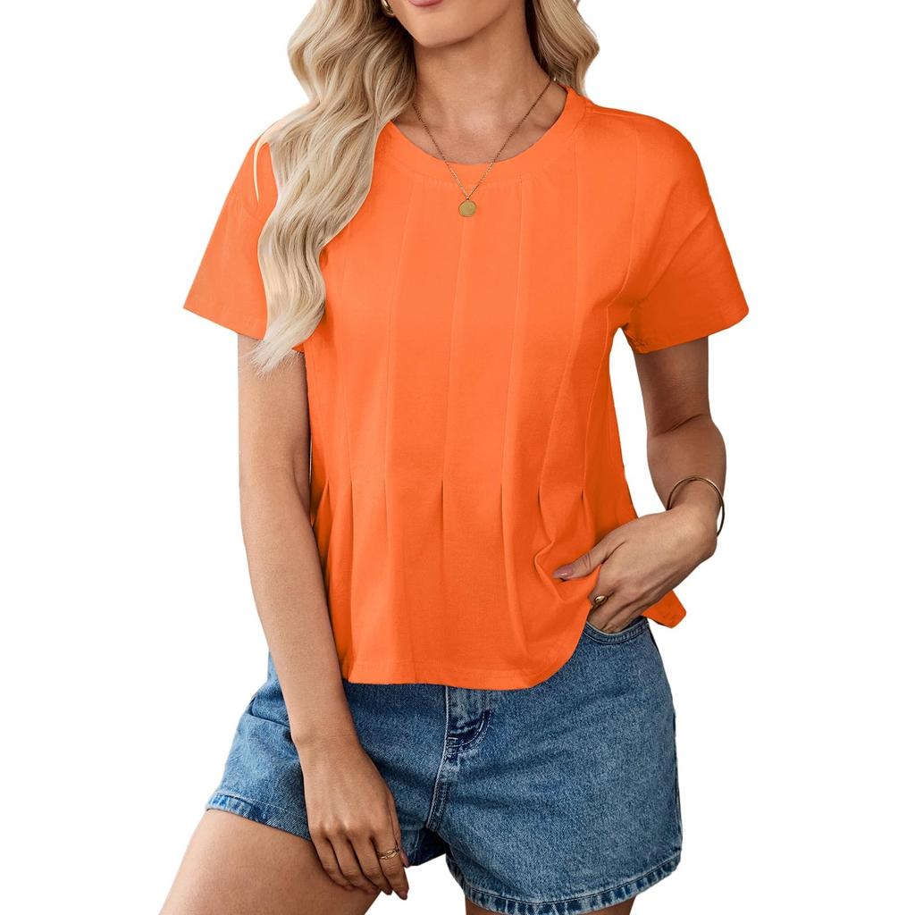 Women's Fashion Oversized Round Neck Short Sleeve T-Shirt Top