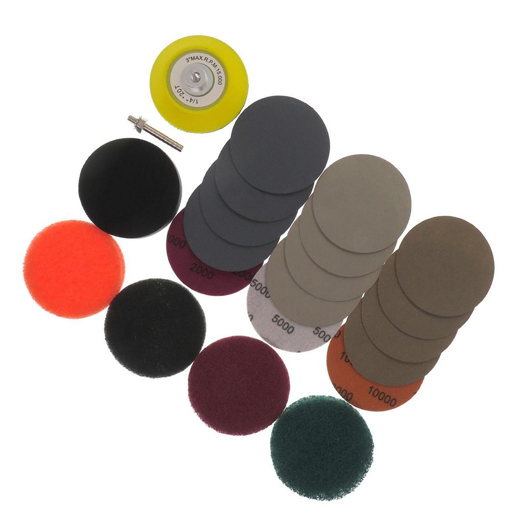 21PCs MultiGrit Sandpaper Pad Set Polishing Sanding Discs Auto Headlight Repair Tool Plastic Restoration Accessories