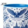 Independence Day Cup USA 250th Anniversary Blue Mug, Patriotic Ceramic Coffee with Heritage Eagle Flag Design, Gift for Veterans Men Women Durable