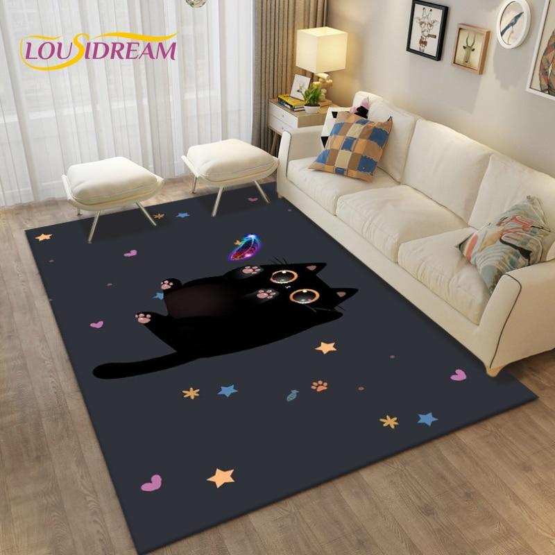 Cartoon Cute Cat Animals Carpets Rug for Living Room Bedroom Children's Room Decorative Floor Mat Kithen Bath Non-slip Area Rug
