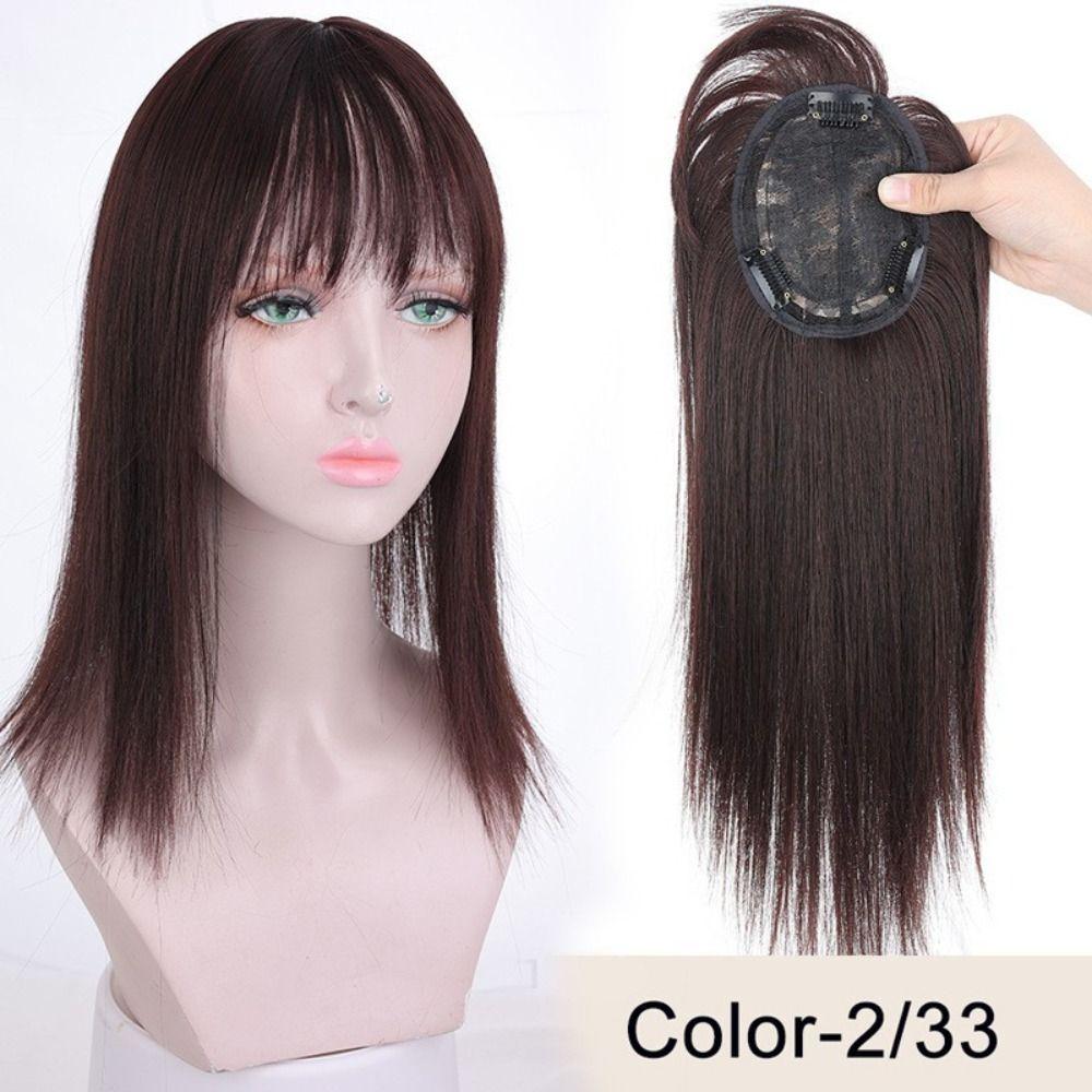 Clip In Increase Hair Volume Topper Hair Piece Long Straight Wig Head Top Wig Block 3D Hair Bangs