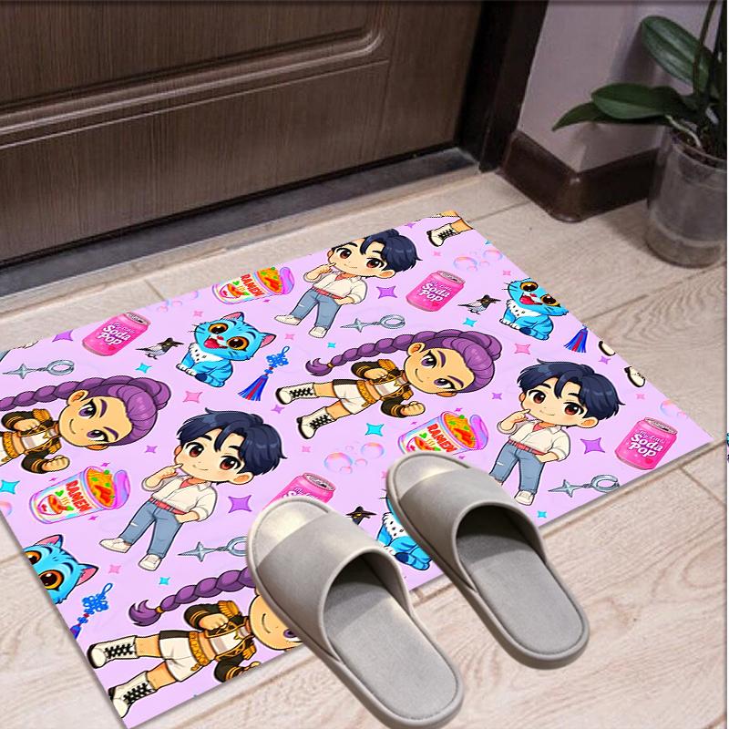 KPop Demon Hunters Pattern Rug, Indoor/Outdoor Mat, for Picnic, Gameroom, Bedroom, Office, Living Room, Home Decor Carpet, Birthday Gift