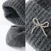New Pearl Bow Wool Hat Big Head Circumference Ear Protectors Knitted Cold Hat Tide